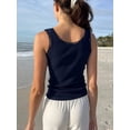 thumbnail image 7 of Women Tank Top Sleeveless Crew Neck Camisole Lace Trim Crop Top Slim Fit Ladies Vest Summer Streetwear, 7 of 7