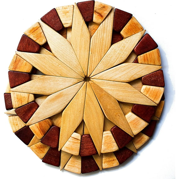 Set of 2 Natural Wood Trivets 7 Inch Sturdy Durable Hot Pads for Dishes Pots Pans Table Countertop Protection Festive Decor Kitchen Gift