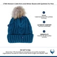 thumbnail image 4 of CTM  Cable Knit Lined Winter Beanie with Synthetic Fur Pom (Women), 4 of 4