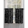 thumbnail image 3 of Tier Curtains 45 Inches Long, Abstract Style Window Treatment Curtain Drapes, Black Face Line Modern Character Art Small Curtain Drapes for Bathroom Laundry Room, 27.5"x45", 2 Panels, 3 of 7
