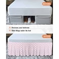 thumbnail image 7 of Cute Pink Bow Wrap Around Bed Skirts for King Bed 16" Drop, Bed Skirt with Adjustable Elastic Belt Dust Ruffle Bed Valance for Bedroom Hotel Luxury White Sweet Modern Watercolor Bed Frame Cover, 7 of 7