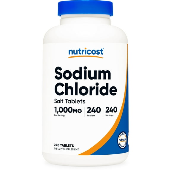 Nutricost Sodium Chloride 1000mg, 240 Tablets - Salt Tablets, Non-GMO Supplement
