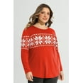 thumbnail image 2 of TIYOMI Plus Size 2X Tops For Women Christmas Red Crewneck T Shirt Snowflake Long Sleeve Color Block Blouses Tee Fall Winter Shirts 2XL 18W 20W, 2 of 6