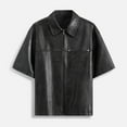 thumbnail image 4 of Men's Casual Jackets Lightweight Leather Jacket Short Sleeve Outerwear Jacket Fit, 4 of 8