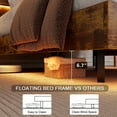 thumbnail image 6 of Galnfu Floating King Size Bed Frame with LED Light and USB Port Charging Station, Platform Bed with Wooden Storage Headboard, Sturdy Steel Slats,Easy to Assemble, Vintage Brown, 6 of 9