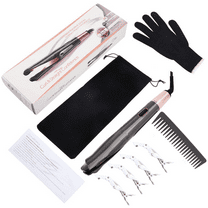 2 in 1 Curling Straightener Flat Iron for Styling Ceramic Tourmaline Straightening Curler   Carbon Fiber Comb & Clips