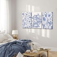 thumbnail image 5 of Blue Flower Plant Large Wall Art Canvas Framed Print Set Of 3 Classic Chinoiserie Poster Floral Pictures Painting Watercolor Artwork Home Decor for Living Room Bedroom Bathroom (12"X16"Framed), 5 of 6