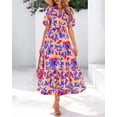 thumbnail image 2 of Vestido Dowerme para verano de 2025, casual, manga abullonada, cuello en V, floral, 2 of 9