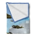 thumbnail image 2 of Airplane Soft Flannel Fleece Throw Blanket, Fighter Aircrafts up in Air Flight Machinery Wings Illustration Technology, Cozy Plush for Indoor and Outdoor Use, 70" x 90", Blue Green Grey, by Ambesonne, 2 of 5