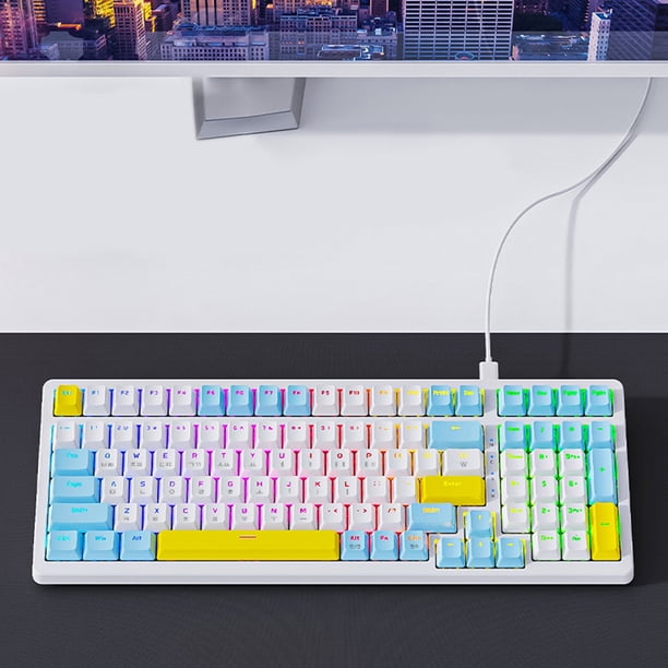 Teclado para juegos RGB 19 efectos de iluminación teclado para jugadores teclado con cable para PC de escritorio