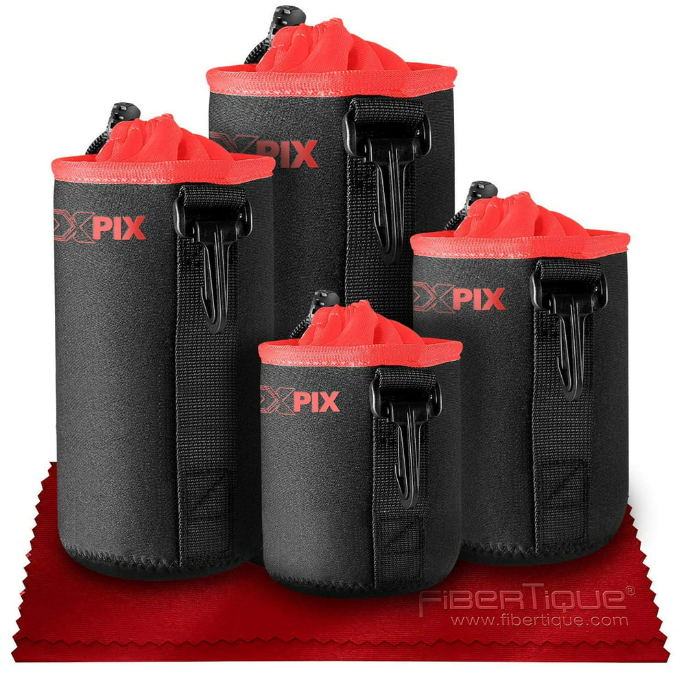 Xpix Deluxe Protector Neoprene DSLR Lens Pouch Kit (4 Pack) for Canon