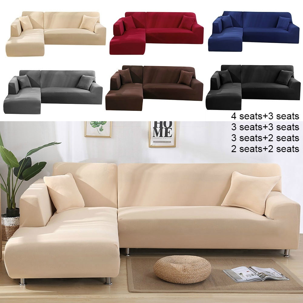 Wine TAOCOCO Water Resistance Sectional Couch Covers 2pcs L-Shaped Sofa Covers Stretch Sofa Slipcovers with 2pcs Pillowcases L-Type Polyester Fabric Softness Sofa Covers 3 Seats 3 Seats