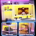 thumbnail image 4 of L Shaped Gaming Desk with LED Lights & Outlets,55" Computer Desk with Shelves & Storage Hutch,Reversible Corner Gaming Table with Printer Space & Monitor Stand for Game Room,Home Office,White, 4 of 17