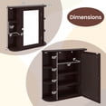 thumbnail image 3 of Costway Multipurpose Mount Wall Surface Bathroom Storage Cabinet Mirror Brown, 3 of 10