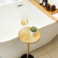 thumbnail image 3 of Drink Table, Carved Table Top Martini Table, Small Side Table, Weighted Base Pedestal Table for Living Room, Bedroom, Bathroom, Gold and Black, 3 of 16