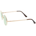 thumbnail image 3 of Classic Lightweight Slim Arms Colored Mirror Flat Lens Oval Sunglasses 50mm (Gold / Pink Mirror), 3 of 4