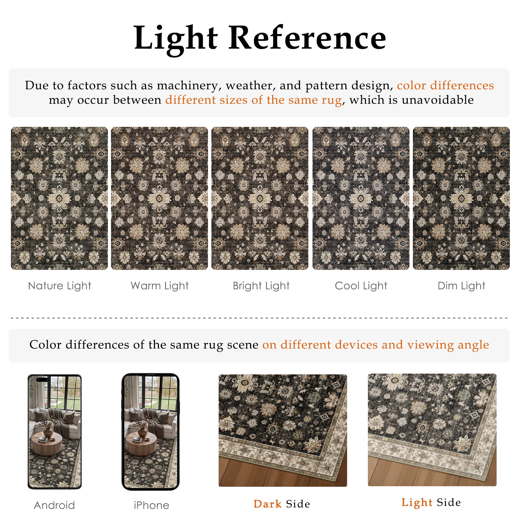 BERTHMEER 6'x9' Vintage Area Rugs for Living Room Black and Gold Rugs for Bedroom Kitchen Non Slip Washable Carpets Office Farmhouse Dorm Dining Room Oriental Traditional Distressed Rugs