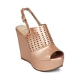 thumbnail image 1 of New Women Refresh Kama-02 PU Peep Toe Perforated Slingback Platform Wedge Sandal, 1 of 6