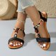thumbnail image 1 of WILLBEST Sandalias Planas Bohemias Para Mujer, Zapatos De Playa Informales De Verano Con Tiras Elásticas De Diamantes De Imitación, Suela Cómoda Para Caminar Al Aire Libre, Fiestas Y Escuela., 1 of 7