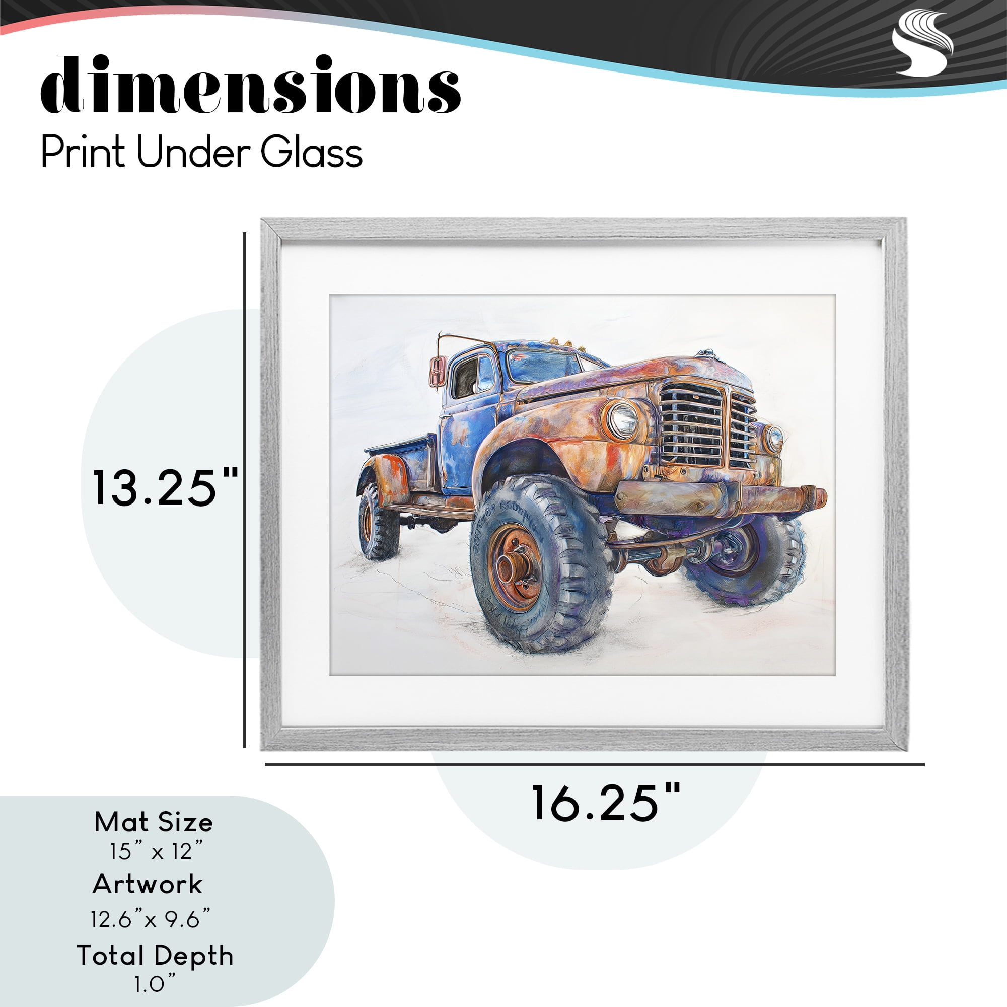 Stupell Industries Old Rustic Truck Illustration Gray Framed Print Under Glass, design by Steve Hunziker