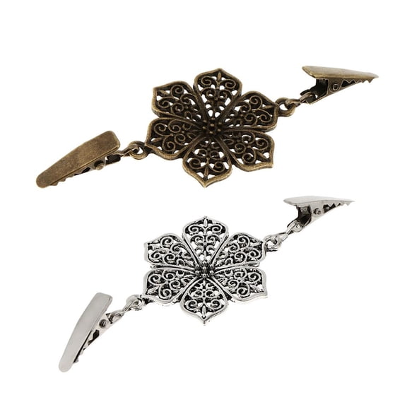 2pcs Flower Shape Sweater Clip Fastener Brooch Pin