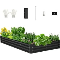 Metal Raised Garden Bed 8x4x1 Ft – Large Galvanized Raised Garden Bed 1ft Tall Planters For Outdoor Plants, Vegetables & Herbs – Rectangular Metal Outdoor Planter, Gift For Gardeners - Dark Gray