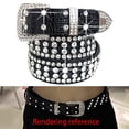 thumbnail image 3 of Stylish Women Waist Belt Crystal Rhinestone Waistband Diamond Decorative Waist Cinch Belt Skinny Metal Buckle Glitter PU, 3 of 9