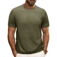 thumbnail image 2 of Men’s Short Sleeve Round Neck Solid Color Knitted Pullover T-Shirt Spring Summer Top, 2 of 8