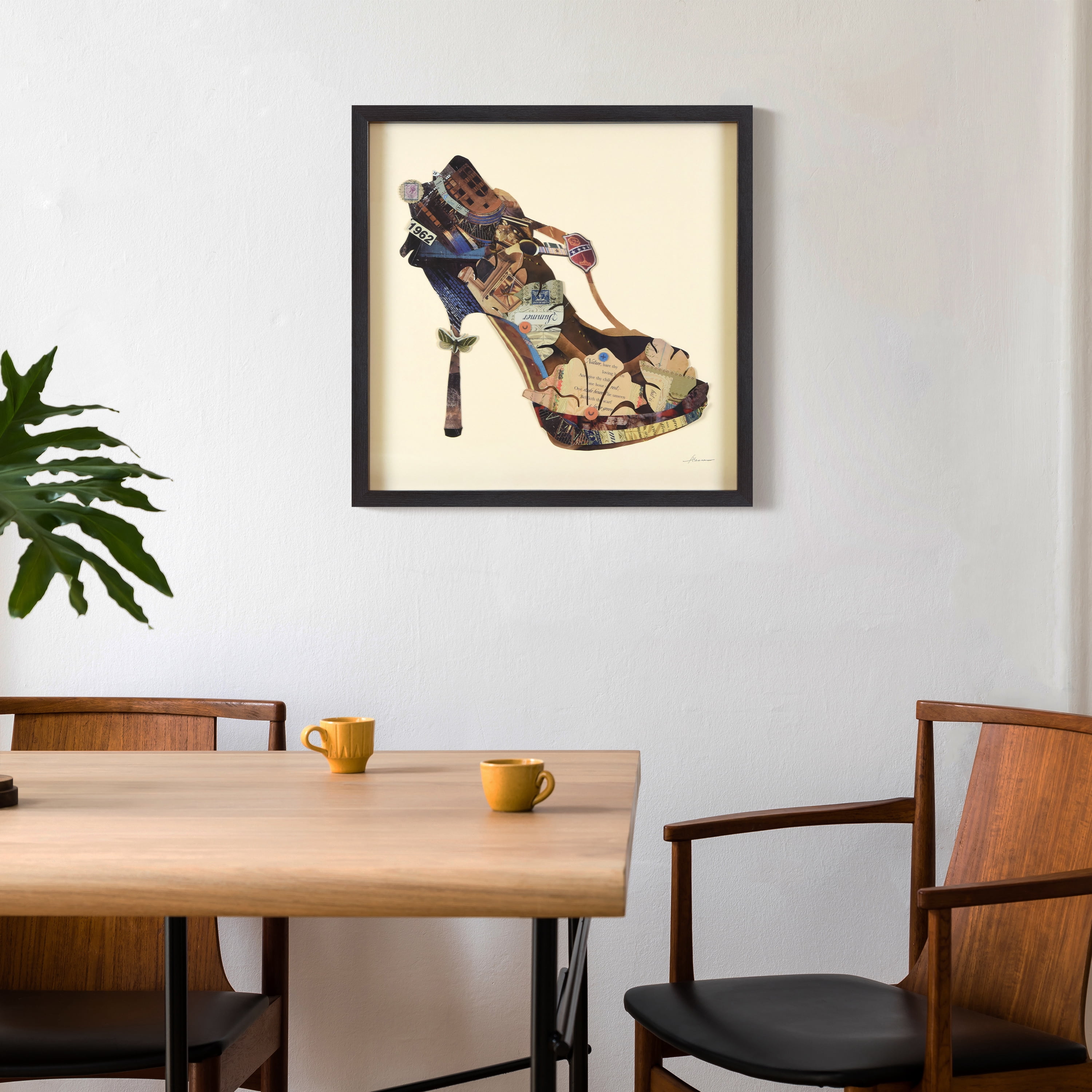 Empire Art Direct Empire Art "High Heeled" Alex Zeng's dimensional collage, under glass & a black shadow box frame