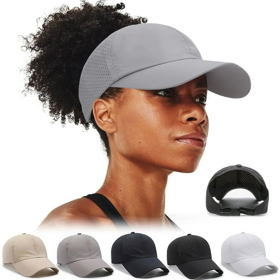 Women Ponytail Backless Cap Mesh Curly Hair Baseball Cap Adjustable Running Hats Trucker Hat Quick Drying Hat