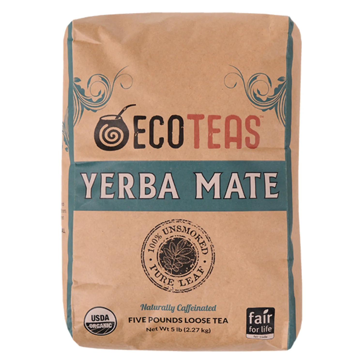 Organic Yerba Mate 100 Unsmoked Pure Leaf Loose Tea 5 Lb ECOTEAS organic-yerba-mate-100-unsmoked-pure-leaf-loose-tea-5-lb-ecoteas