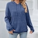 thumbnail image 5 of Sudadera con Capucha de Punto Acanalado para Mujer, Sudaderas Extragrandes con Bolsillo Tipo Canguro, Tops Casuales Holgados con Cordón Azul L, 5 of 7