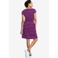 thumbnail image 2 of ellos Women's Plus Size Knit Drawstring Dress - 10/12, Boysenberry White Stripe, 2 of 6