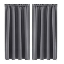 Bfogop Simple Style in Solid Ccolor Blackout Curtains for Bedroom Thermal Insulated Window Curtain Panels Energy Saving Rod-Through Curtains for Living Room 41*63in,Gray