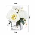 thumbnail image 4 of Enova Home Mixed Artificial Silk Cream Peony Flowers Arrangement in Clear Glass Vase with Faux Water For Home Garden Decoration, 4 of 4