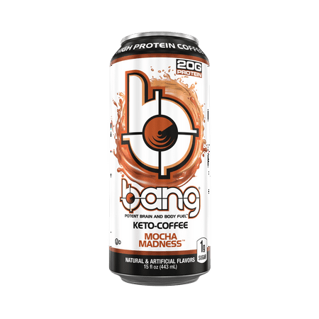 Bang Keto Coffee Mocha Madness High Protein Energy Drink, 15 oz Can