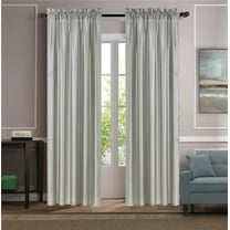 1 piece faux silk solid curtain drapes semi sheer see thru panels with rod pocket for any bedroom living room or patio door MR2 Silver Color 55" Wide X 84"Long
