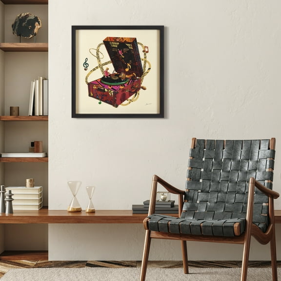"Wind Up 78" Alex Zeng’s dimensional collage, under glass & a black shadow box frame