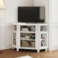 thumbnail image 6 of Heynemo Corner TV Stands for TVs up to 55'', Media Console Table with Adjustable Shelves, Acrylic Doors with Double-Diamond Design, Wood Modern Entertainment Center for Living Room Bedroom, White, 6 of 9