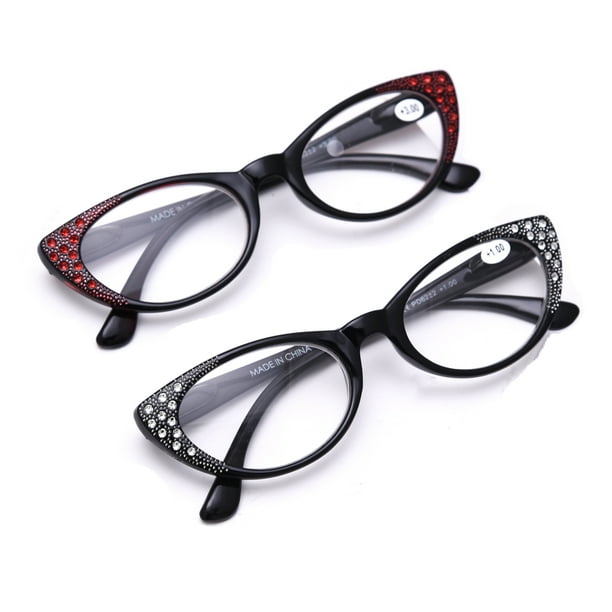 2 Pack Womens Cat Eye Reading Glasses Sexy Classic Readers
