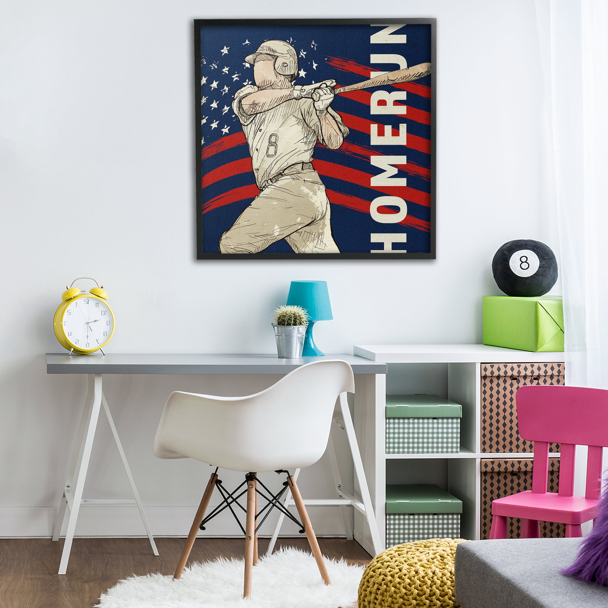 Patriotic Home Run Baseballer Black Framed Giclee Art, design by LightBoxJournal
