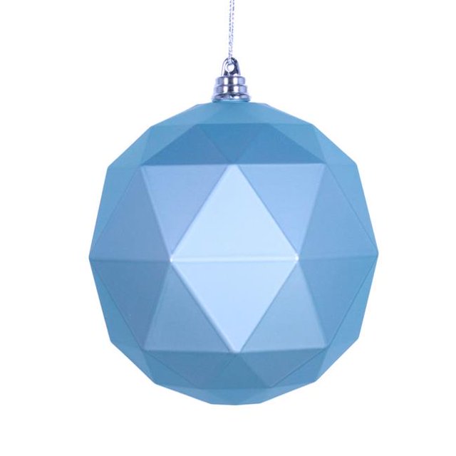 Vickerman M177332DM 4.75 in. Baby Blue Matte Geometric Christmas Ornament Ball - 4 per Bag