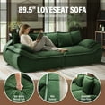 thumbnail image 4 of 2-Seater Modular Sectional Sofa, Comfy Loveseat with Throw, Deep Seat Memory Foam Small Couches for Small Space, Living Room Apartment, Green, 4 of 10