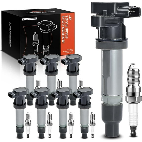 A-Premium Set of 8 Ignition Coil Pack and Iridium Spark Plugs Compatible with Cadillac SRX 2007-2009, DTS 2007-2011, STS 2007-2010, XLR 2007-2009 & Buick Lucerne 2007-2011, 4.6L