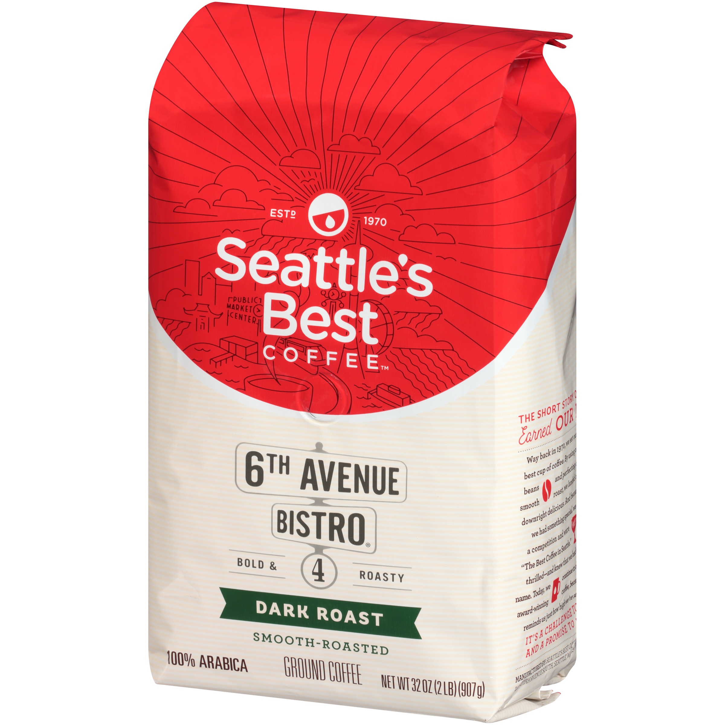 Seattle's Best Level 4 Blend Ground Coffee, Medium-Dark Roast, 32 Ounce ...