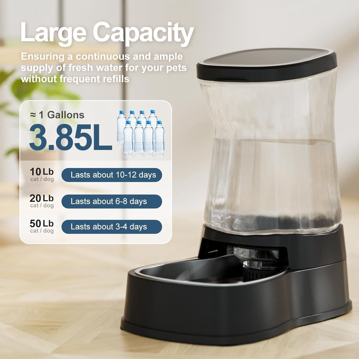 Nomipaw Cat Dog Feeder and Waterer - Automatic Gravity Feeding - Two-in-One - 1.6 Gallon Each Feeder - Dark Blue