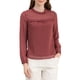 thumbnail image 1 of Blusa de gasa con cuello simulado y volantes de puntos suizos semitransparentes para mujer INSPIRE CHIC en marrón y rojo, 1 of 7
