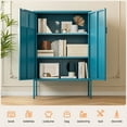 thumbnail image 5 of Elegant Metal Storage Cabinet with Legs, 2 Door Metal Locker Style Accent Storage Cabinet with 2 Adjustable Shelves for Home,Office,Entryway,Blue, 5 of 7