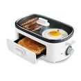 thumbnail image 1 of GreenLife - Estación de desayuno 3 en 1, placa doble antiadherente de cerámica saludable para huevos, salchicha de carne, tocino, panqueques y sándwiches de desayuno, cajón de tostadas de 2 rebanadas,, 1 of 5