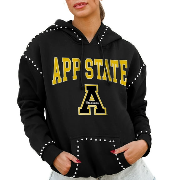Women's Gameday Couture Black Appalachian State Mountaineers Studded Pullover Hoodie